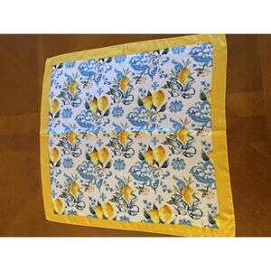 Charming Floral Lemon Print Scarf with Yellow Trim